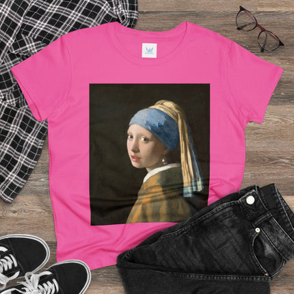 Girl with a Pearl Earring by Johannes Vermeer Women's Midweight Cotton Tee