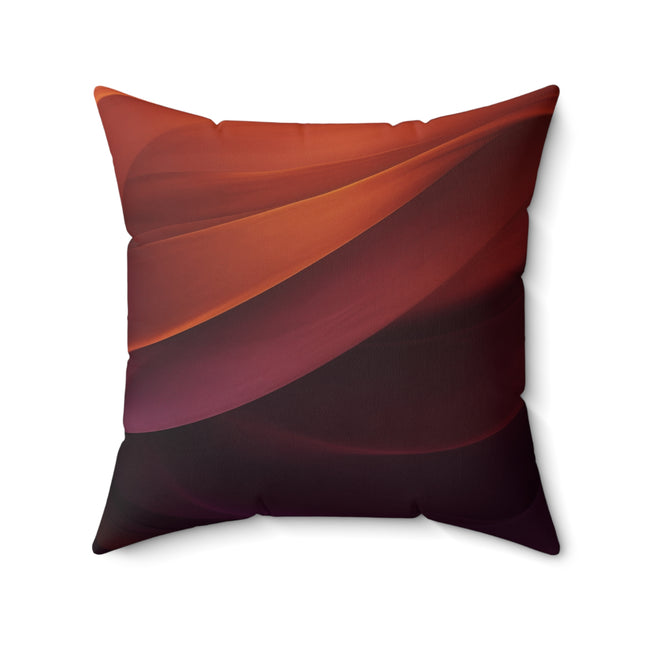 Wave Pattern with Intertwined Hues of Orange, Rose, Maroon, and Purple Spun Polyester Square Pillow