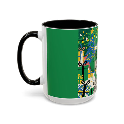 🍀🎄 The Emerald Holly Christmas Colorful Mug – Art Deco Holiday Elegance