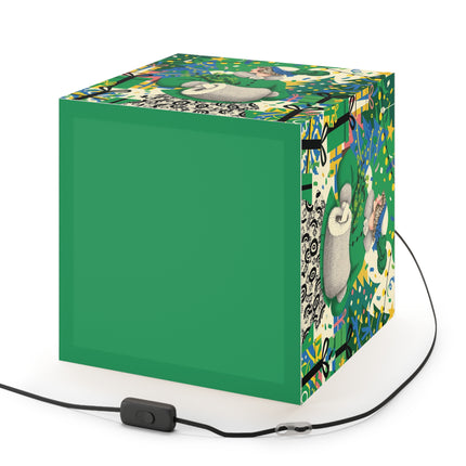 🍀🎄 The Emerald Holly Christmas Light Cube Lamp – Art Deco Holiday Elegance
