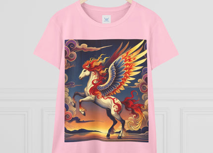 Flame-Winged Horse at Sunset Women's Midweight Cotton Tee