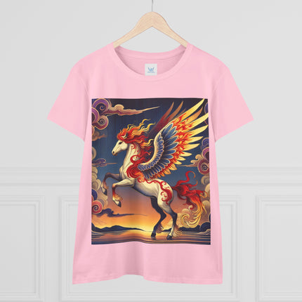 Flame-Winged Horse at Sunset Cotton Tee