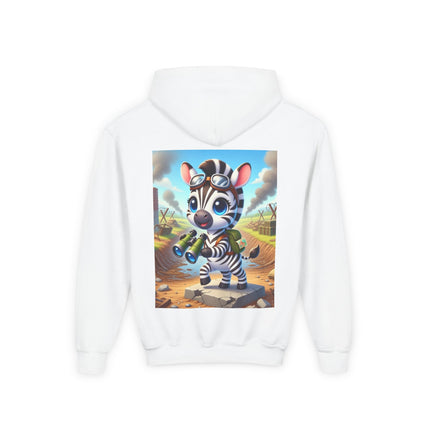 Zebra Lookout Youth Hooded Sweatshirt – Adventure, Curiosity & Explorer Spirit