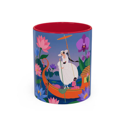 The Lady Of The Lotus Voyage Colorful Mugs – Art Deco Botanical Elegance