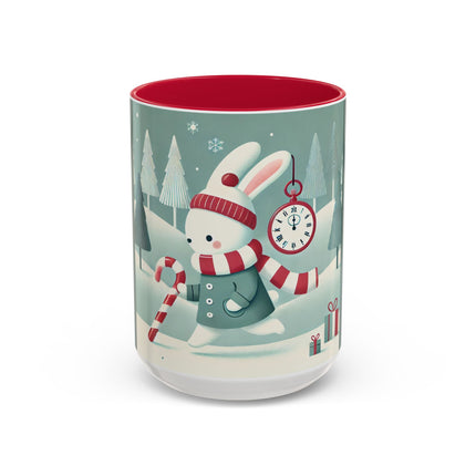 Candy Cane Timekeeper Bunny Colorful Mugs (11oz, 15oz)