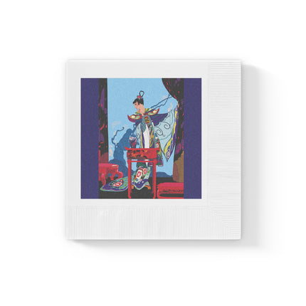 A Visual Journey by Umberto Brunelleschi White Coined Napkins