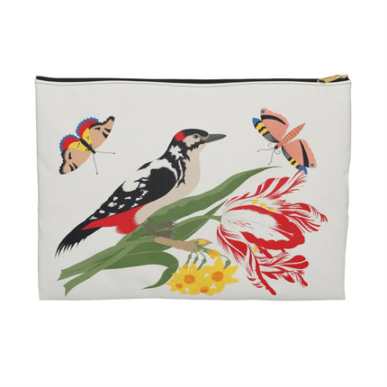 Woodpecker & Tulip Accessory Pouch – Vibrant Energy & Cheerful Charm