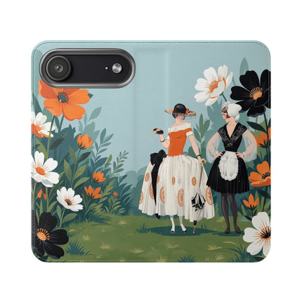 🌼🖤 The Ladies Of The Garden Promenade Flip Case – Art Deco Floral Fashion