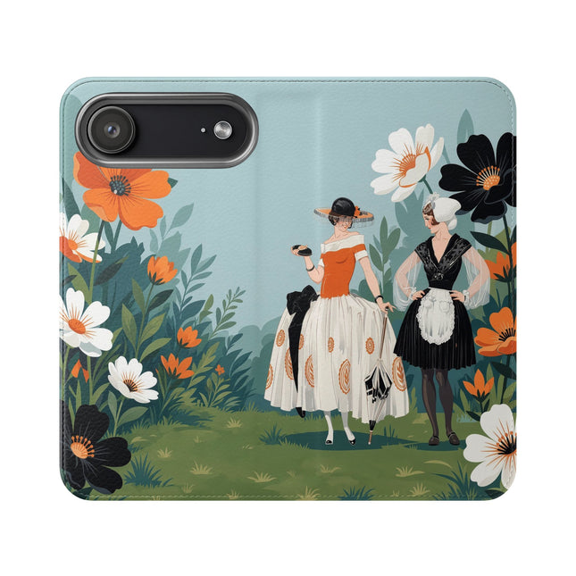 🌼🖤 The Ladies Of The Garden Promenade Flip Case – Art Deco Floral Fashion