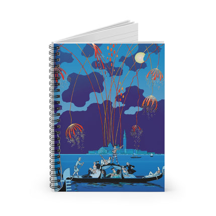 Fireworks in Venice by George Barbier Spiral Notebook - Ruled Line