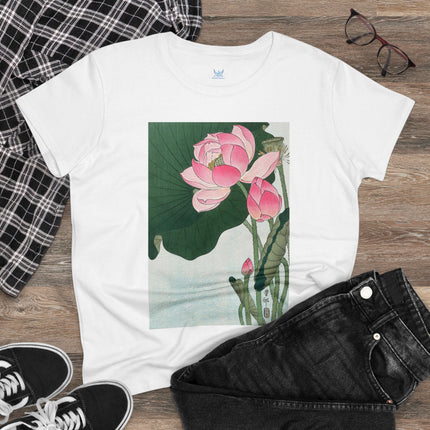Blooming Lotus Flowers by Ohara Koson Women's Midweight Cotton Tee