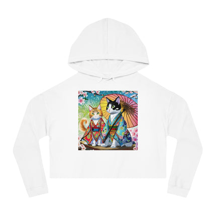 Kimono Kitties Cropped Hooded Sweatshirt