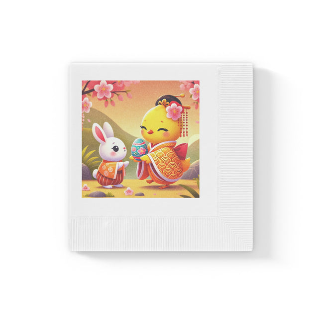 Whimsical Springtime Exchange White Coined Napkins