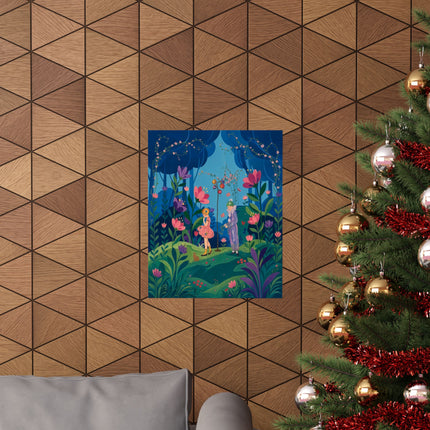 🦋🌷 The Secret Flower Forest Matte Vertical Poster – Art Deco Botanical Whimsy