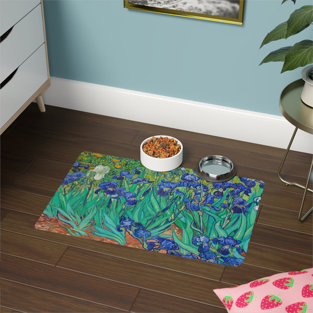 Vincent Van Gogh Irises Pet Food Mat – Blue Iris Garden