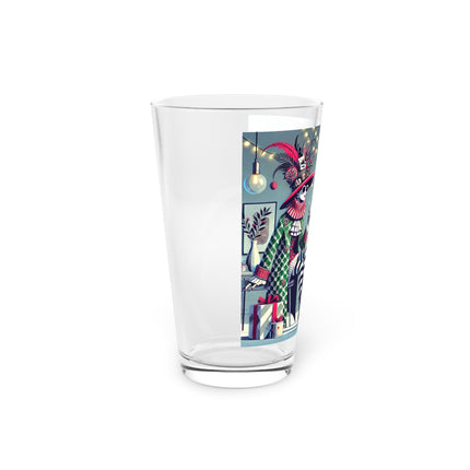 Whimsical Christmas Tea Party Glass, 16oz
