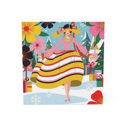 🌸🎄 The Christmas Blossom Belle Note Cube – Art Deco Holiday Cheer