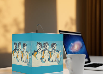 Reproduction of Ladies in Blue by Emile Gilliéron Light Cube Lamp