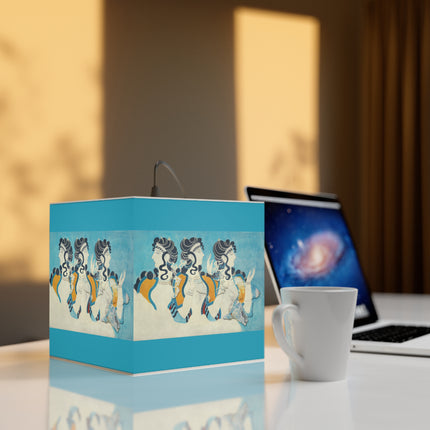Reproduction of Ladies in Blue by Emile Gilliéron Light Cube Lamp