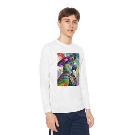 Tech Plumes Youth Long Sleeve Competitor Tee – Neon Wings & Cyberpunk Adventure
