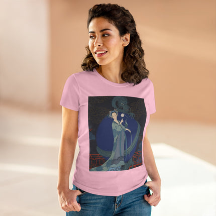 🐉🪷 The Lady Of The Lotus Dragon Cotton Tee – Art Deco Asian Fantasy