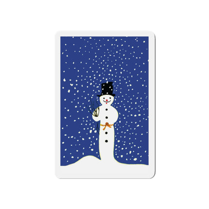 Snowman in Falling Snow Die-Cut Magnets (5 Sizes)