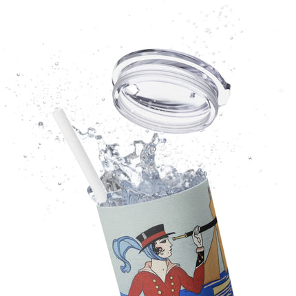 Costume de Yacht by George Barbier Skinny Tumbler with Straw, 20oz