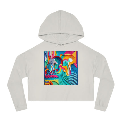 Surfing Zebra Women’s Cropped Hooded Sweatshirt
