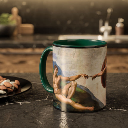 The Creation of Adam by Michelangelo Buonarroti Colorful Mugs (11oz, 15oz)