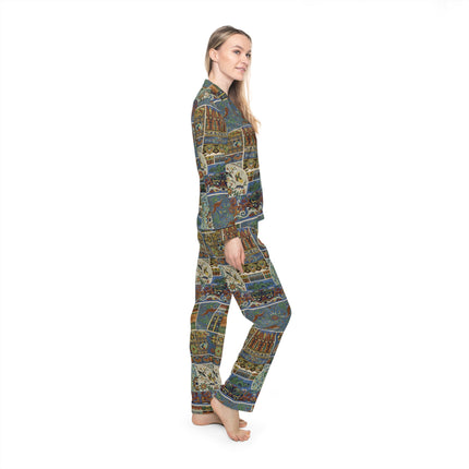 Chinois et Japonais by Auguste Racinet Women's Satin Pajamas (AOP)