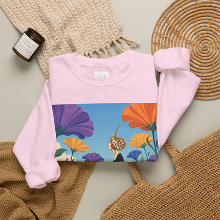 🌺🧡 The Lady Of The Golden Garden Crewneck Sweatshirt – Art Deco Fashion Fantasy
