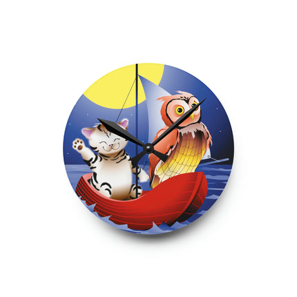Embarking on a Moonlit Journey Acrylic Wall Clock, Round and Square