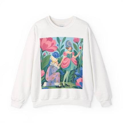 🌸🎭 The Garden Masquerade Crewneck Sweatshirt – Art Deco Floral Whimsy