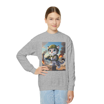 Snow Leopard Lookout Youth Crewneck Sweatshirt – Courage, Curiosity & High-Altitude Adventure