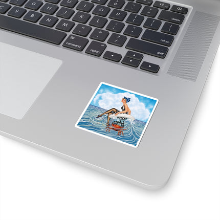 🦀🌊 The Seaside Crab Ride Kiss-Cut Stickers – Art Deco Beach Whimsy