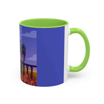 The Dawn Serenade Colorful Mug (11oz, 15oz) – Rooster Beauty, Morning Charm & Art Deco Elegance