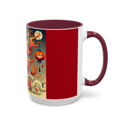 Jack-O’-Lantern Drums & The Kabuki Rabbit Colorful Mugs (11oz, 15oz)