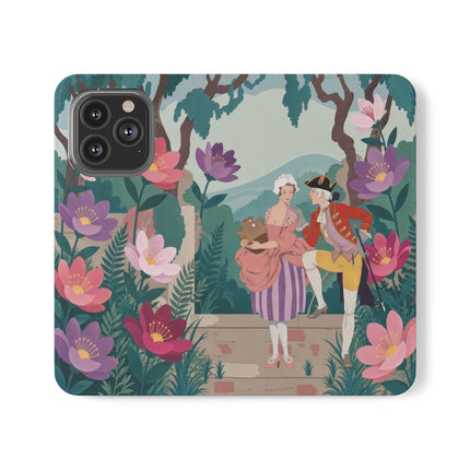 🌺🎭 The Garden Courtship Flip Case – Art Deco Floral Romance