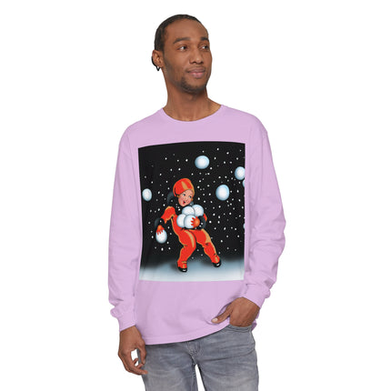 Festive Snowball Unisex Garment-dyed Long Sleeve T-Shirt