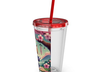 Samurai Kitten Sunsplash Tumbler with Straw, 16oz