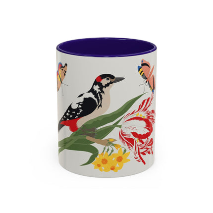 Woodpecker & Tulip Colorful Mugs – Vibrant Spring & Bold Beauty