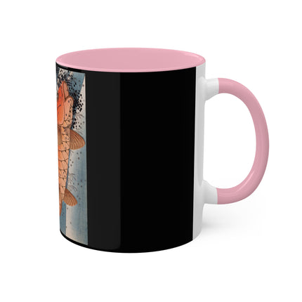 Carp Swimming up a Waterfall by Yashima Gakutei Colorful Mugs, 11oz