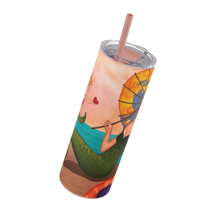 Mermaid with Parasol and Cupid by George Barbier Skinny Matte Tumbler, 20oz