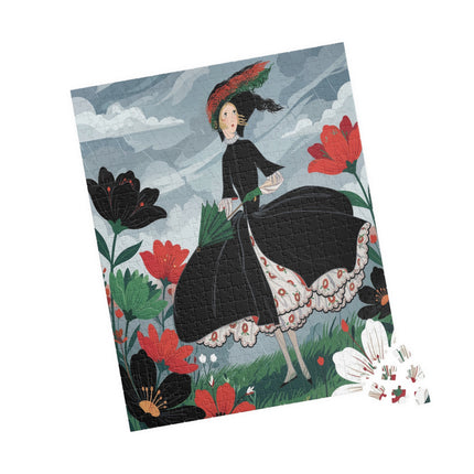 🌧️🌺 The Stormy Flower Walk Puzzle – Art Deco Floral Fashion