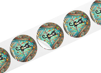 Mischief in Tinselland Round Sticker Label Rolls