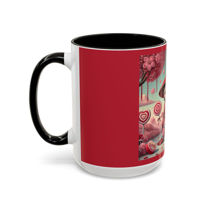 Whimsical Geisha Kitten in a Valentine Garden Colorful Mugs (11oz, 15oz)