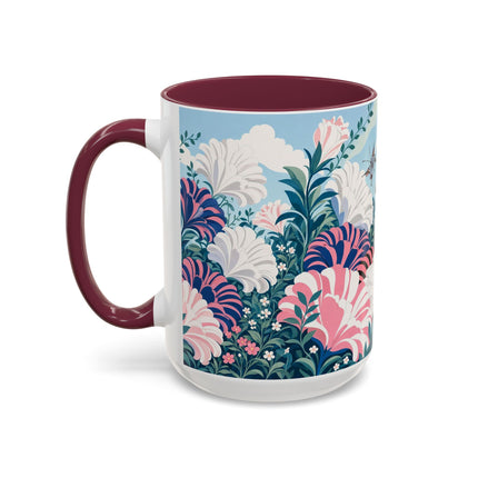 🌸🦋 The Enchanted Pink Blossom Retreat Colorful Mug – Art Deco Floral Whimsy
