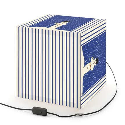 Snowman in Falling Snow Light Cube Lamp