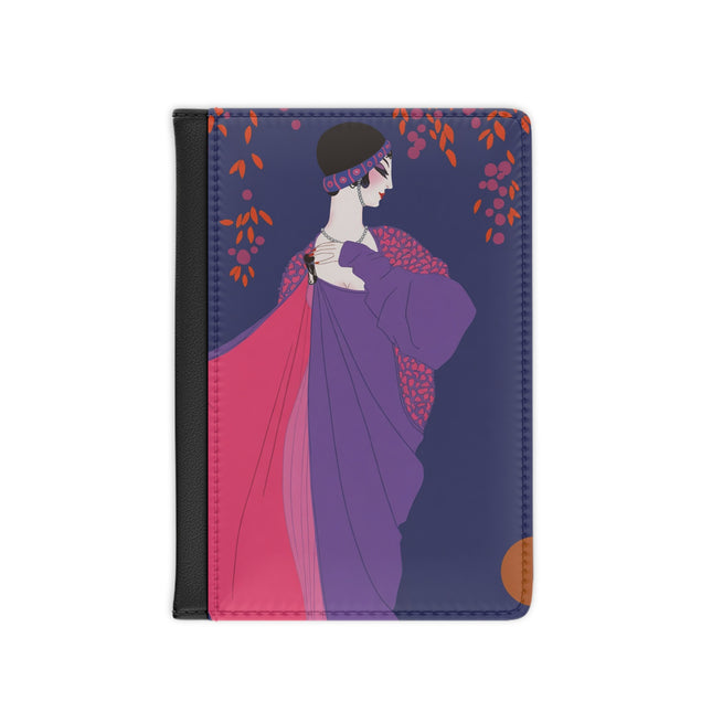 Crimson Shawl Geisha Passport Cover – Serene Elegance & Timeless Beauty