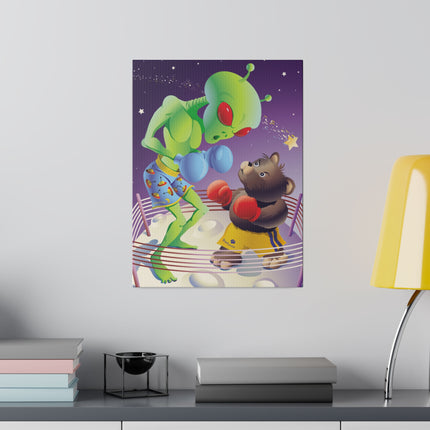 Cosmic Clash – Playful Alien and Bear Boxing Match